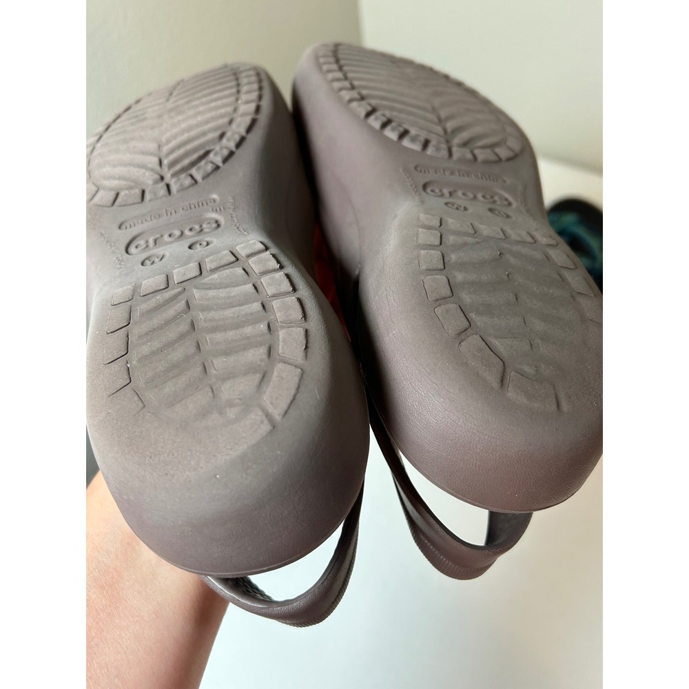 Crocs Kadee Flats Women's 9 Brown Slingback Cutout Comfort Shoes Ballet Slip on - Picture 7 of 8